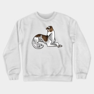 Dog - Greyhound - White and Brindle Crewneck Sweatshirt